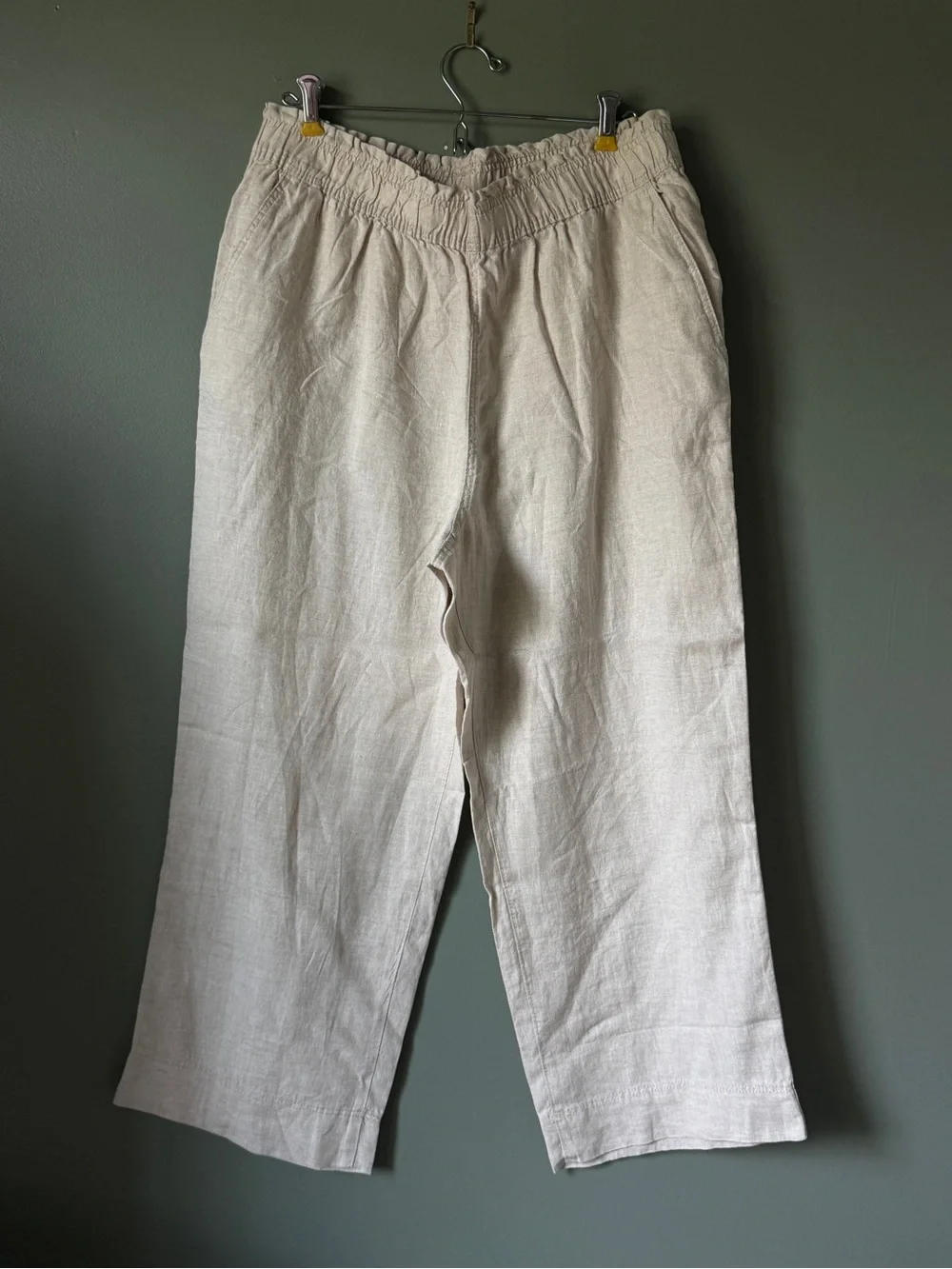 H&M Light Beige 100% Linen Pull-On Pant - Size L
